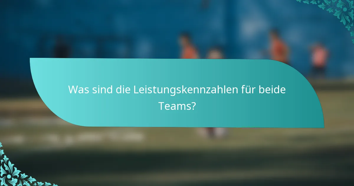 Was sind die Leistungskennzahlen für beide Teams?